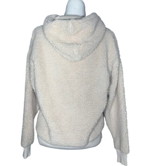 American Eagle Women's Cream Pullover Hoodie Sherpa Size Medium - Picture 2 of 10
